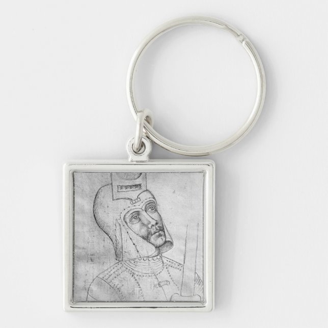 Soldier wearing a visored helmet key ring (Front)