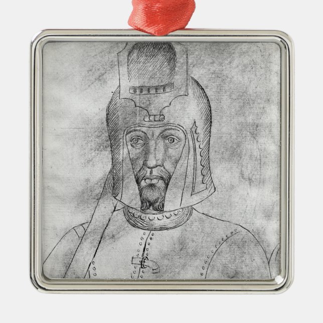 Soldier wearing a visored helmet metal tree decoration (Front)