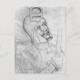 Soldier wearing a visored helmet postcard