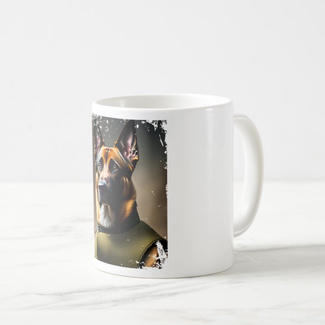 SoldierDressed Belgian Malinois Portrait for Dog L Coffee Mug (Front Right)