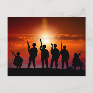 Soldiers at Sunset Postcard