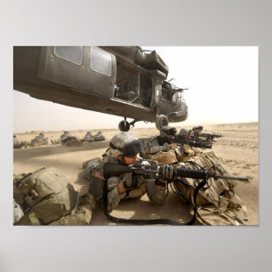 Soldiers Dismount a UH-60 Black Hawk Helicopter Poster