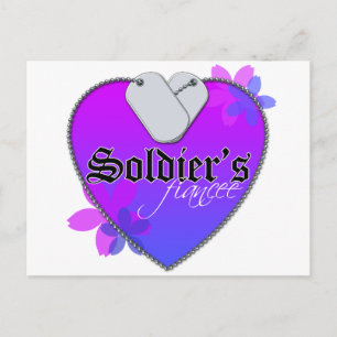 Soldier's Fiancee Heart Shaped Military Dog Tags Postcard
