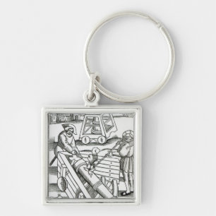 Soldiers firing a cannon key ring