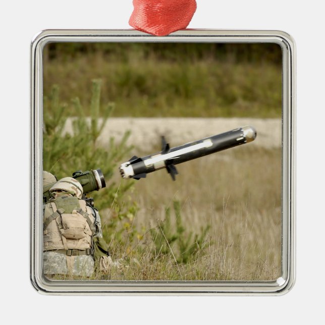 soldiers firing an FGM-148 Javelin Metal Ornament (Front)