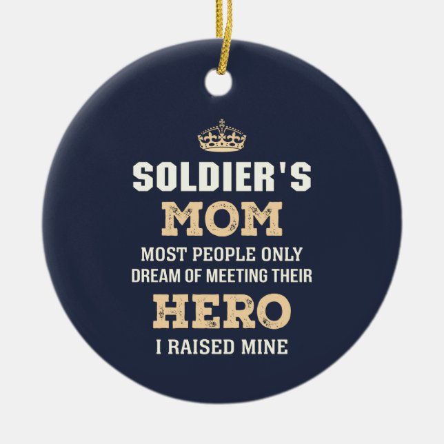 Soldiers Mum Raised Hero Photo Ceramic Ornament (Front)