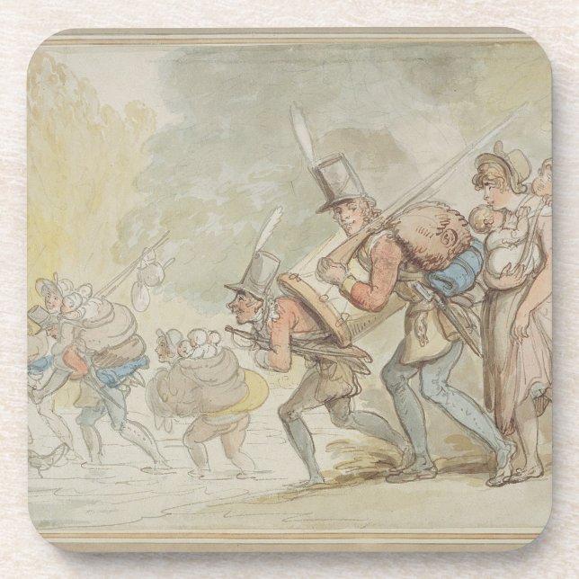 Soldiers on a March, 1805 (pen & ink and watercolo Coaster (Front)