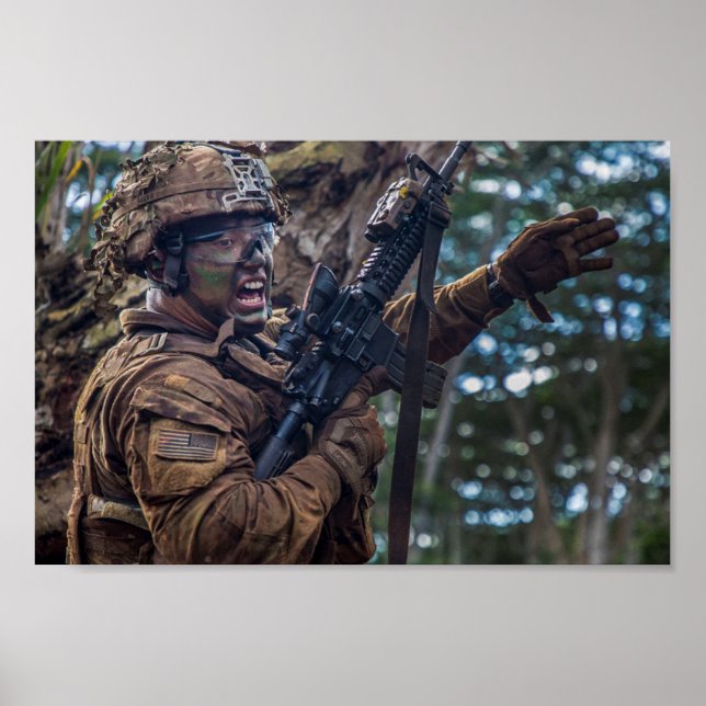 Soldiers Participate in Live Fire Exercise Poster (Front)