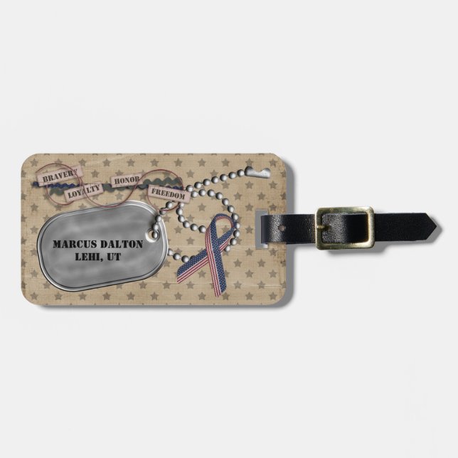 Soldier's Personalised Luggage Tag (Front Horizontal)