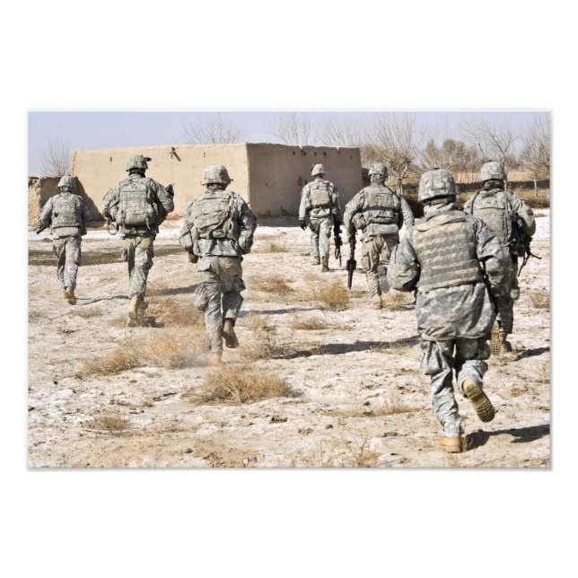 soldiers respond to a small arms attack photo print (Front)