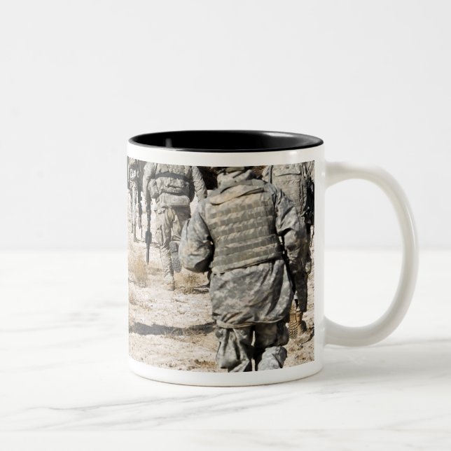 soldiers respond to a small arms attack Two-Tone coffee mug (Right)