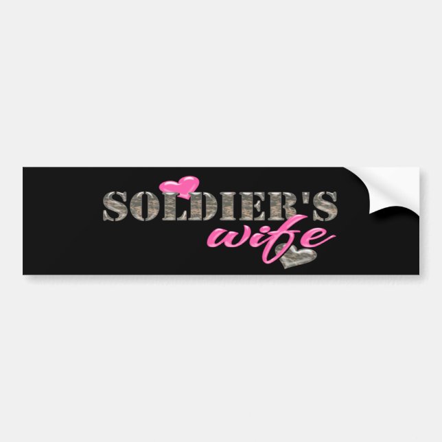 Soldier's Wife Camo and Pink Bumper Stickers (Front)