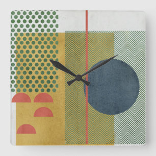 Soleil Rouge IV Square Wall Clock