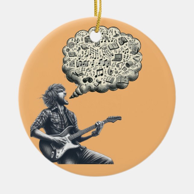 Solfeggio explosive guitar player ceramic ornament (Front)
