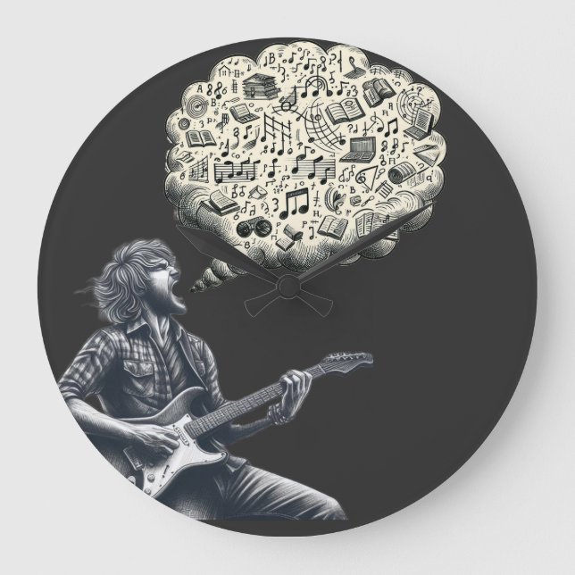 Solfeggio explosive guitar player large clock (Front)
