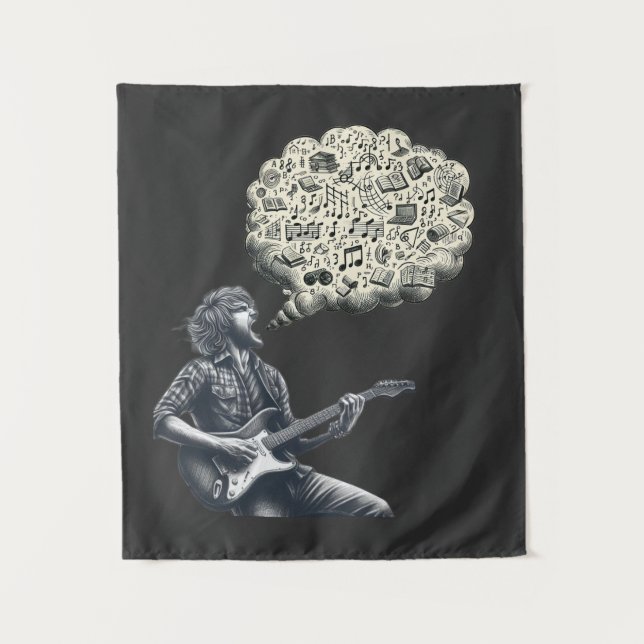Solfeggio explosive guitar player tapestry (Front)