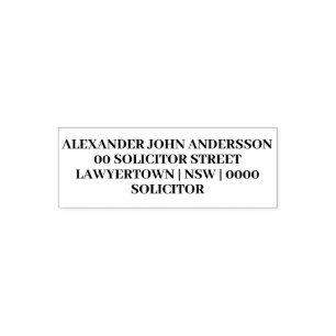 Solicitor name address title law stationery self-inking stamp
