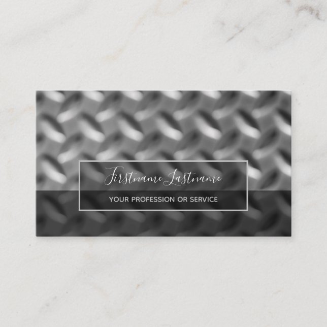 Solid abstract diamond metal plate surface busines business card (Front)