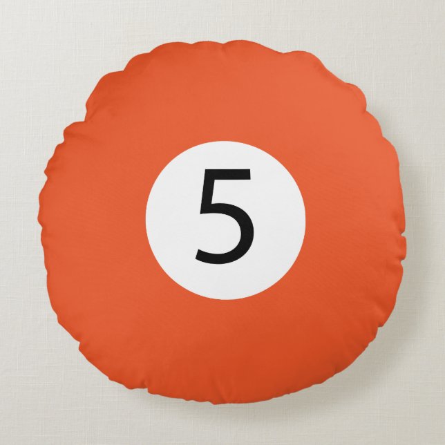 Solid and Stripe Billiard Balls #5 Collect all 15 Round Cushion (Front)