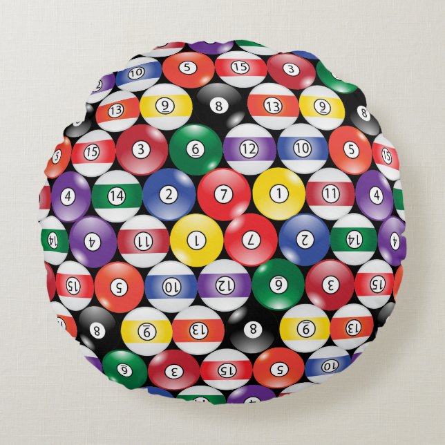 Solid and Stripe Billiards Round Cushion (Front)