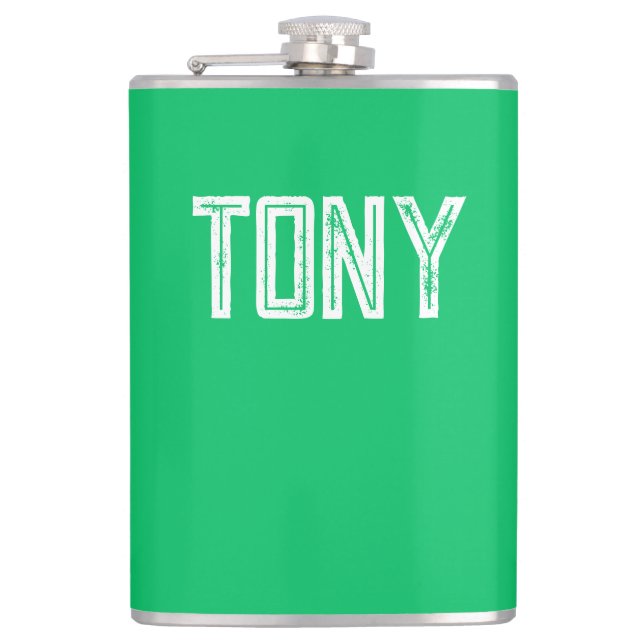 Solid Apple Green Custom Name Monogram Hip Flask (Front)