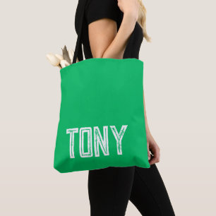 Solid Apple Green Custom Name Monogram Tote Bag