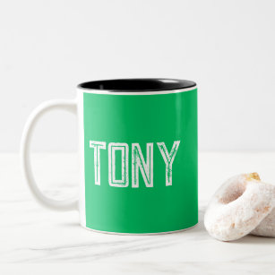 Solid Apple Green Custom Name Monogram Two-Tone Coffee Mug