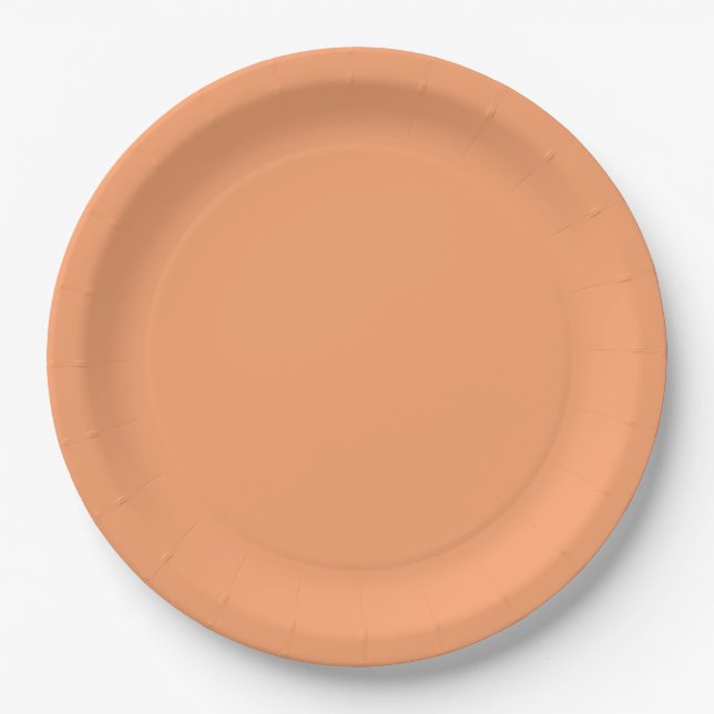 Solid Apricot Plain Paper Plate (Front)