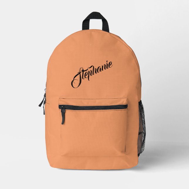 Solid Apricot Plain Personal Printed Backpack (Front)
