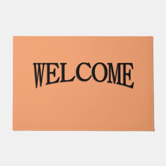 Solid Apricot Plain Welcome Mat (Front)