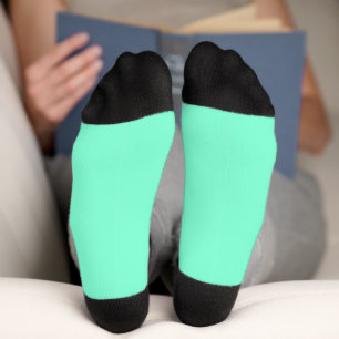 Solid Aquamarine and Black Cool Socks