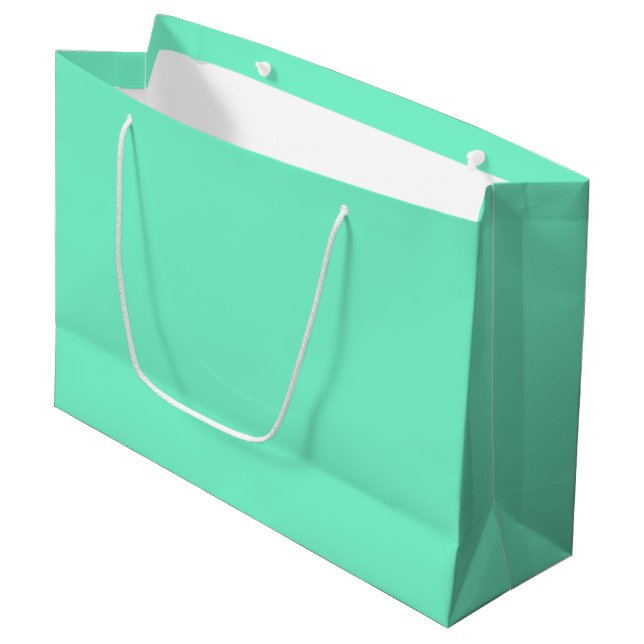 Solid aquamarine aqua mint large gift bag (Front Angled)