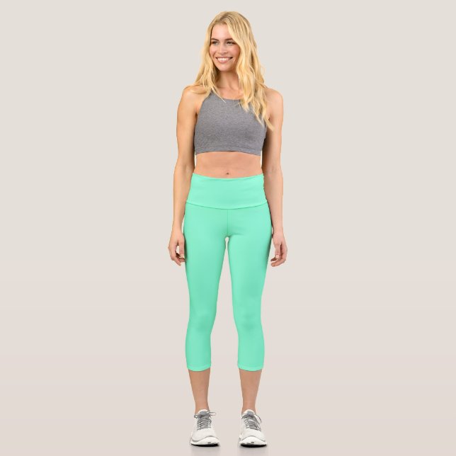 Solid Aquamarine Capri Leggings (Front)