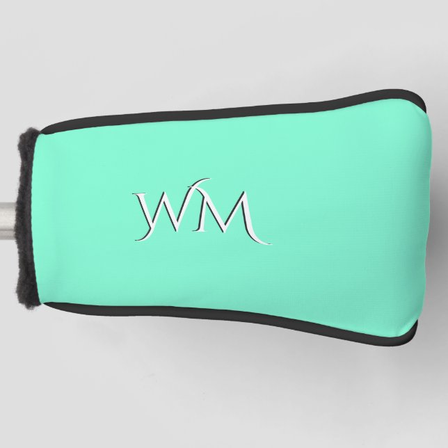 Solid Aquamarine Monogrammed Golf Head Cover (Front)