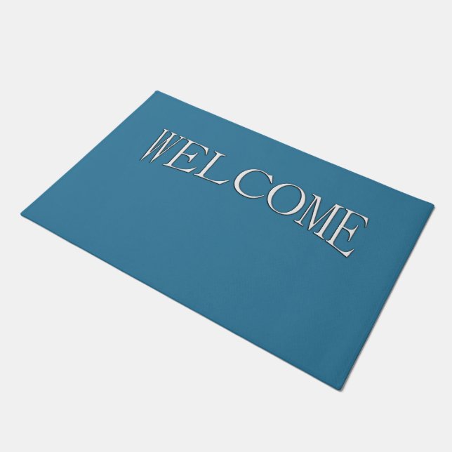 Solid Astral Blue Welcome Doormat (Angled)