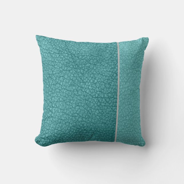 Solid Autumnal Blue on Teal Blue Grey Stripe Cushion (Front)