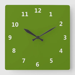 Solid Avocado Green Square Wall Clock