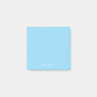 solid baby blue personalised post-it notes