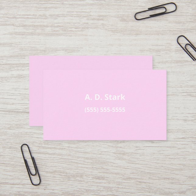 Solid Baby Pink Minimalist Business Cards (Front/Back In Situ)
