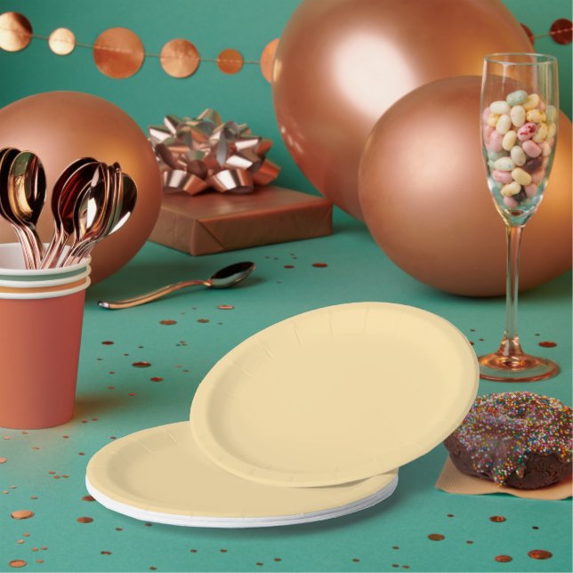 Solid Beige 7 Inch Round Party Paper Plate (Multi)