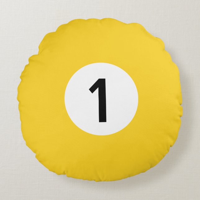 Solid Billiard Ball #1 - 100% Editable Round Cushion (Front)