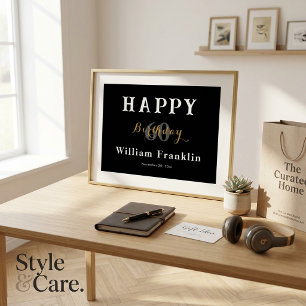 Solid Black 60th Birthday Party Celebration Glossy Poster