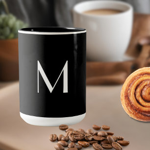  solid black - add monogram   Two-Tone coffee mug