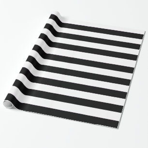 Solid black and white horizontal stripes pattern wrapping paper