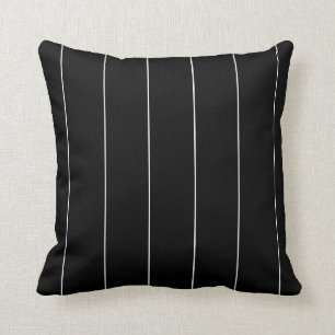 Solid Black and White Pinstripes Cushion