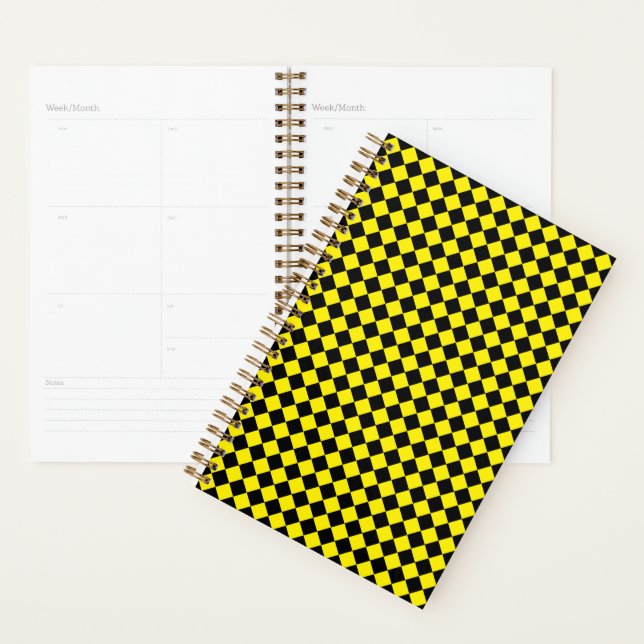 Solid Black and Yellow Chevron Pattern Small Planner (Display)