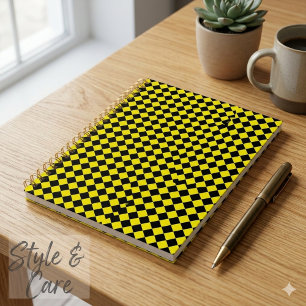 Solid Black and Yellow Chevron Pattern Standard Planner