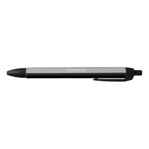 Solid Black, Dark Grey Ribbon Name Monogram Black Ink Pen