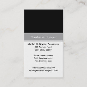Solid Black, Dark Grey Ribbon Name Monogram Business Card