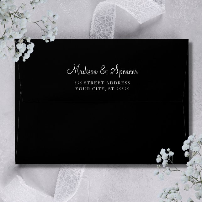 Solid Black Elegant Modern Wedding 5x7 Envelope (Creator Uploaded)